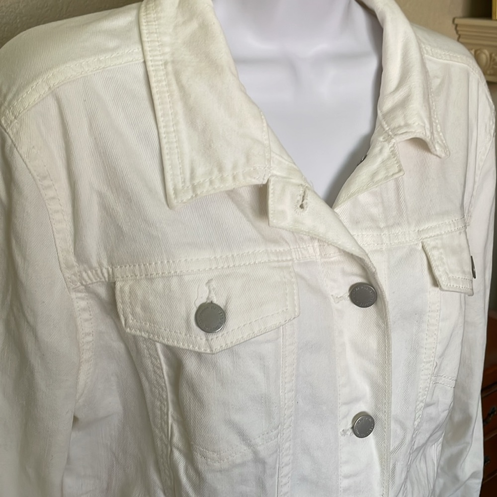 Universal Thread White Cotton Jean Jacket Size L - image 2